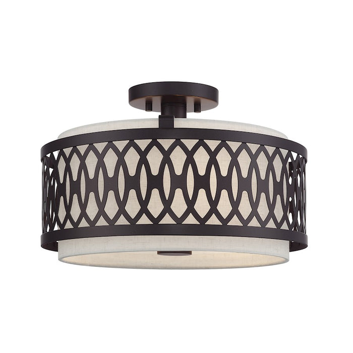 Livex Vistaview 3Lt Semi-Flush, English Bronze/Oatmeal - 53432-92