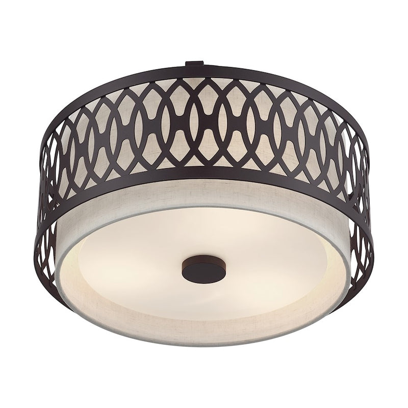 Livex Vistaview 3Lt Semi-Flush, English Bronze/Oatmeal