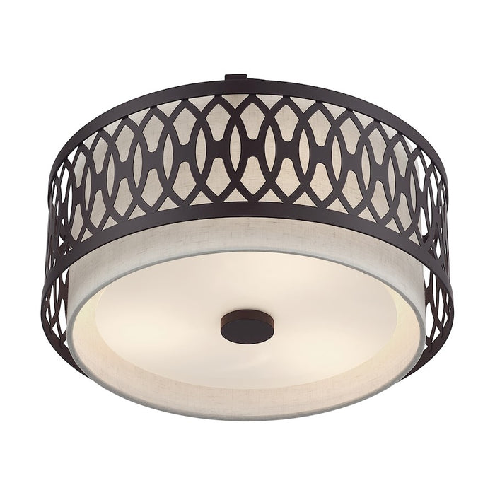Livex Vistaview 3Lt Semi-Flush, English Bronze/Oatmeal