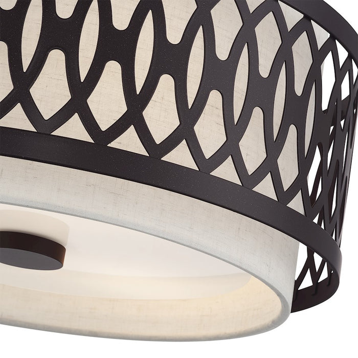 Livex Vistaview 3Lt Semi-Flush, English Bronze/Oatmeal