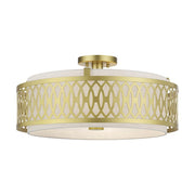 Livex Vistaview 4Lt Semi-Flush, Gold/Hand Crafted Oatmeal Color - 53433-33