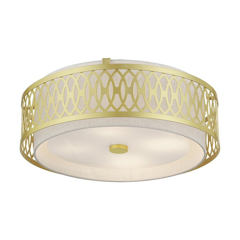 Livex Vistaview 4Lt Semi-Flush, Gold/Hand Crafted Oatmeal Color