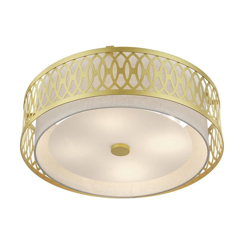 Livex Vistaview 4Lt Semi-Flush, Gold/Hand Crafted Oatmeal Color