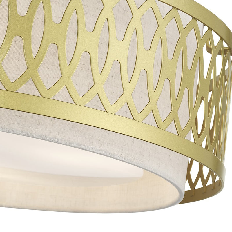 Livex Vistaview 4Lt Semi-Flush, Gold/Hand Crafted Oatmeal Color