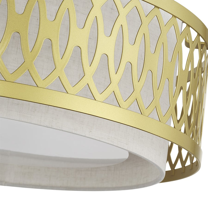 Livex Vistaview 4Lt Semi-Flush, Gold/Hand Crafted Oatmeal Color