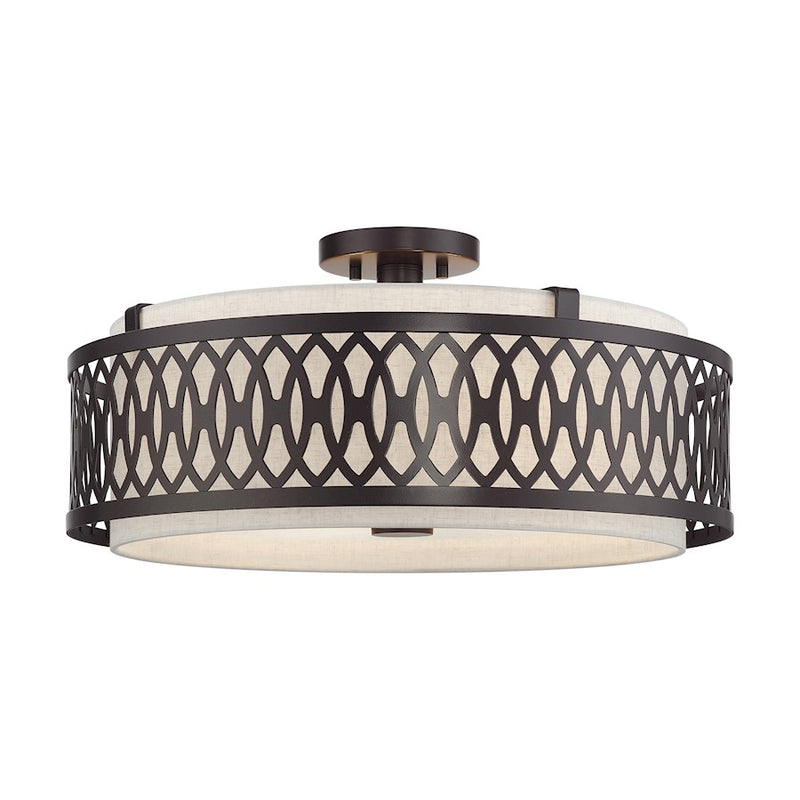Livex Vistaview 4Lt Semi-Flush, English Bronze/Oatmeal - 53433-92