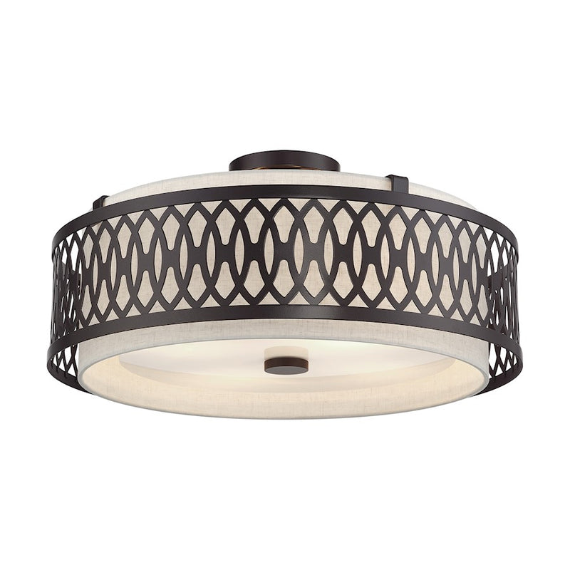 Livex Vistaview 4Lt Semi-Flush, English Bronze/Oatmeal