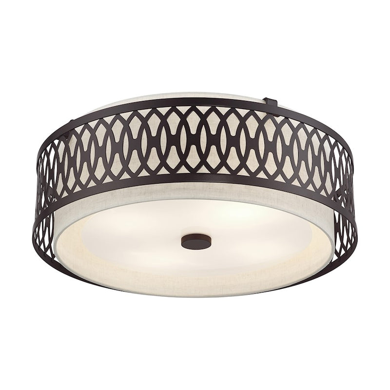 Livex Vistaview 4Lt Semi-Flush, English Bronze/Oatmeal