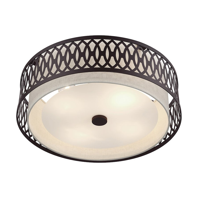 Livex Vistaview 4Lt Semi-Flush, English Bronze/Oatmeal