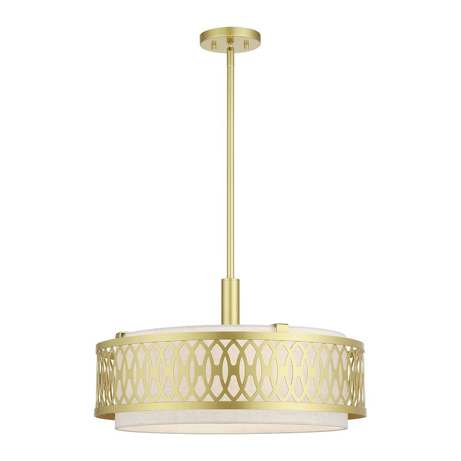Livex Vistaview 4Lt Pendant Chandelier, Gold/Oatmeal - 53434-33