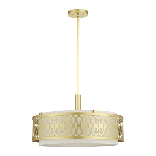 Livex Vistaview 4Lt Pendant Chandelier, Gold/Oatmeal