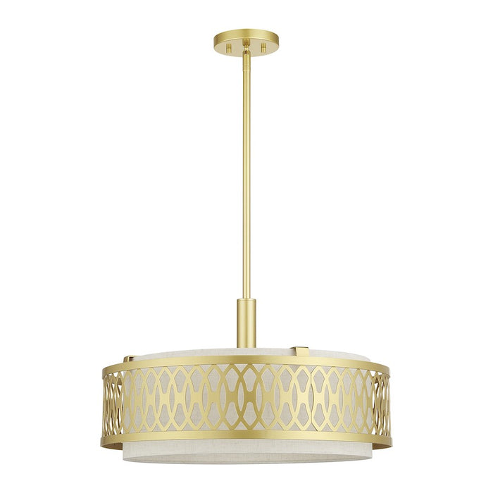 Livex Vistaview 4Lt Pendant Chandelier, Gold/Oatmeal