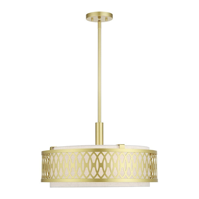 Livex Vistaview 4Lt Pendant Chandelier, Gold/Oatmeal