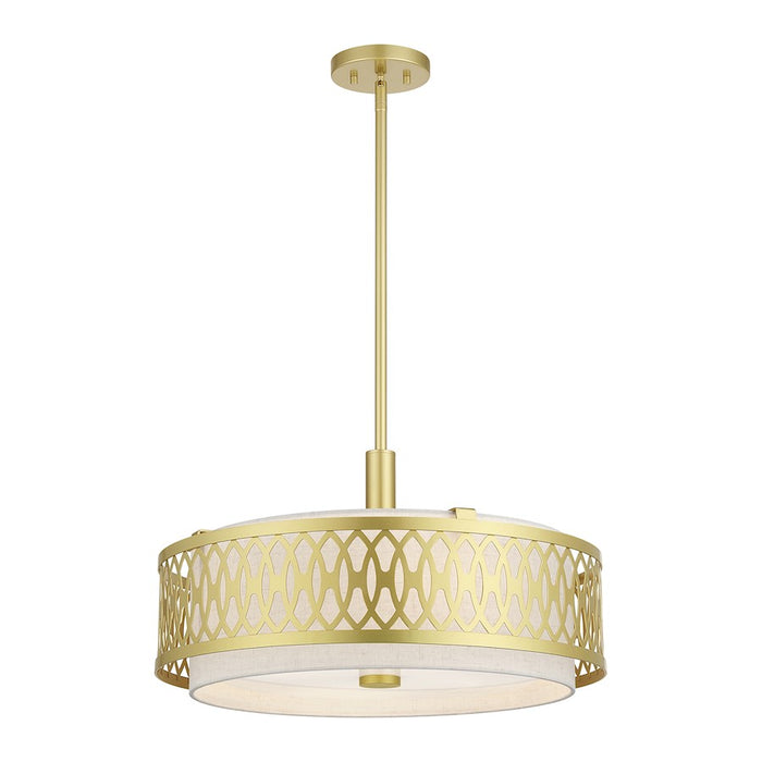 Livex Vistaview 4Lt Pendant Chandelier, Gold/Oatmeal