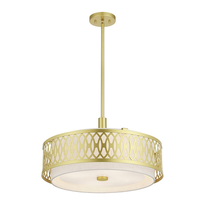 Livex Vistaview 4Lt Pendant Chandelier, Gold/Oatmeal