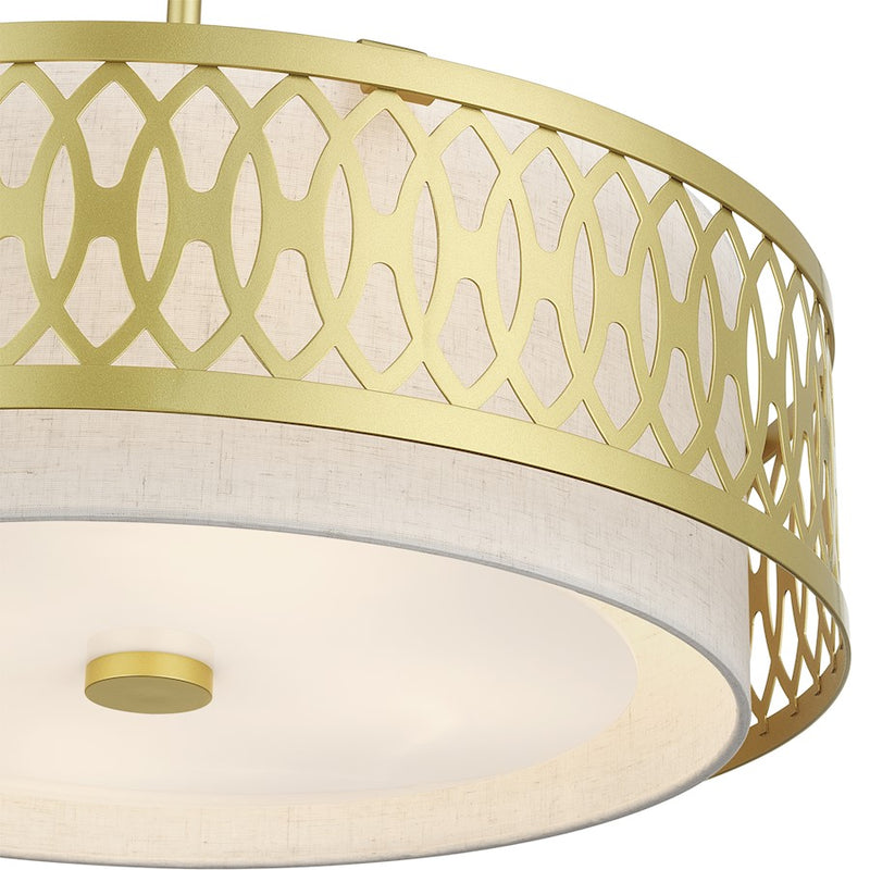 Livex Vistaview 4Lt Pendant Chandelier, Gold/Oatmeal