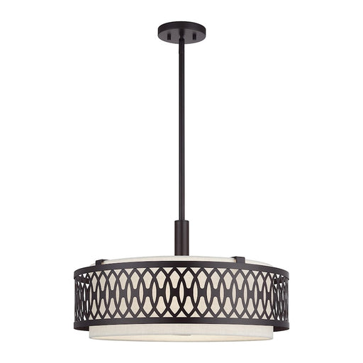 Livex Vistaview 4Lt Pendant Chandelier, English Bronze/Oatmeal - 53434-92