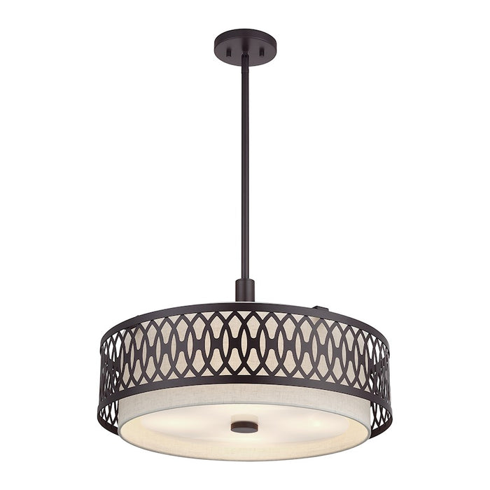 Livex Vistaview 4Lt Pendant Chandelier, English Bronze/Oatmeal