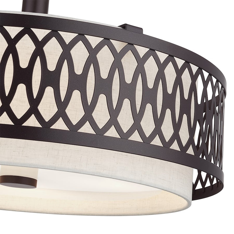 Livex Vistaview 4Lt Pendant Chandelier, English Bronze/Oatmeal