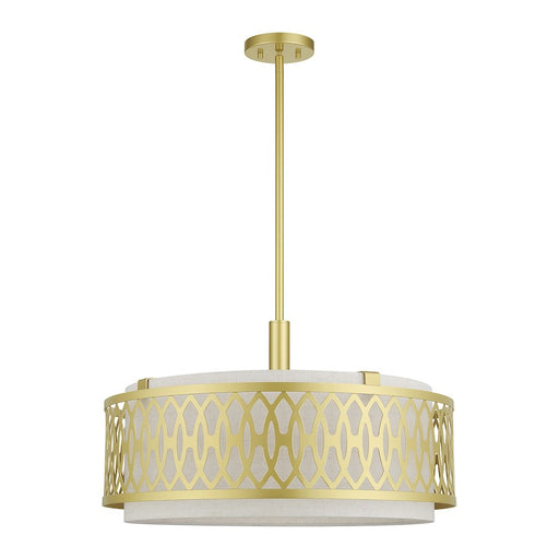 Livex Vistaview 5Lt Pendant Chandelier, Gold/Oatmeal