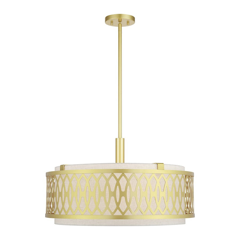 Livex Vistaview 5Lt Pendant Chandelier, Gold/Oatmeal