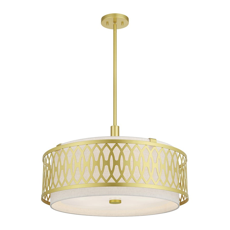 Livex Vistaview 5Lt Pendant Chandelier, Gold/Oatmeal