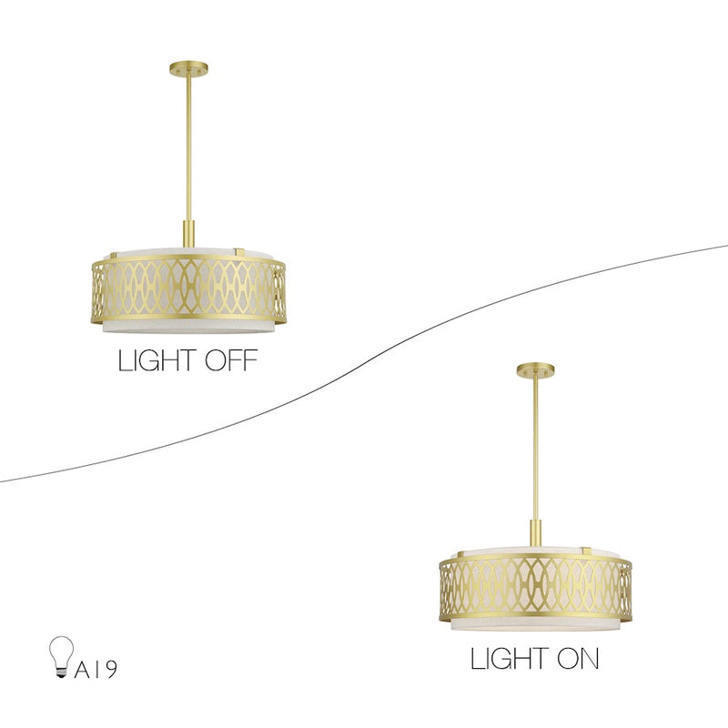 Livex Vistaview 5Lt Pendant Chandelier, Gold/Oatmeal