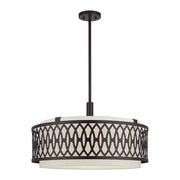 Livex Vistaview 5Lt Pendant Chandelier, English Bronze/Oatmeal - 53435-92