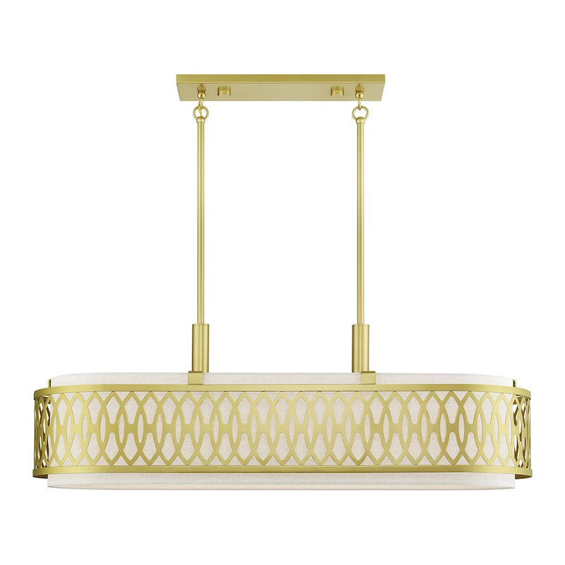 Livex Vistaview 6Lt Large Linear Chandelier, Gold/Oatmeal - 53437-33