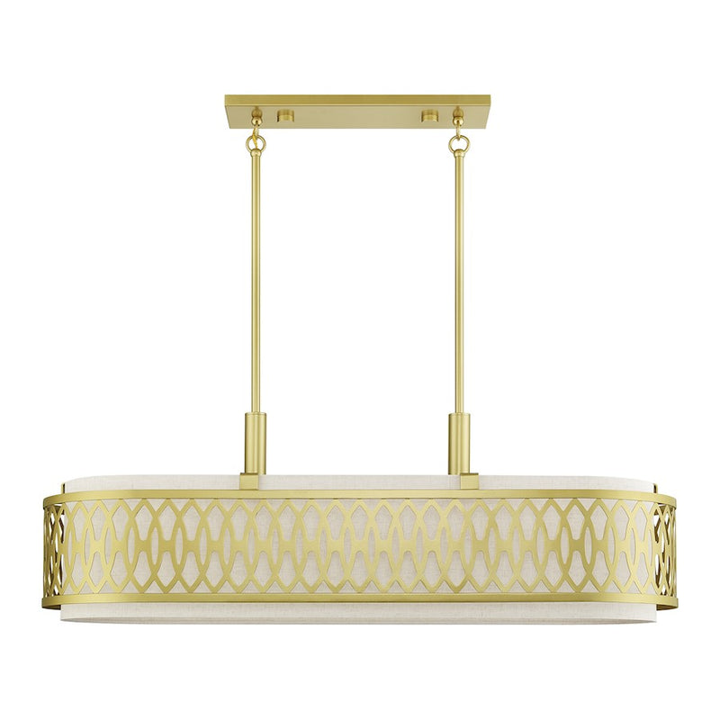 Livex Vistaview 6Lt Large Linear Chandelier, Gold/Oatmeal