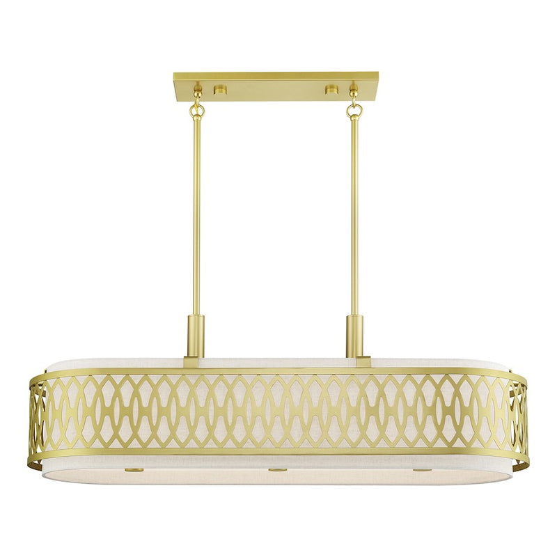 Livex Vistaview 6Lt Large Linear Chandelier, Gold/Oatmeal