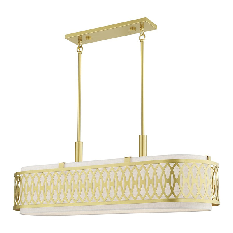 Livex Vistaview 6Lt Large Linear Chandelier, Gold/Oatmeal