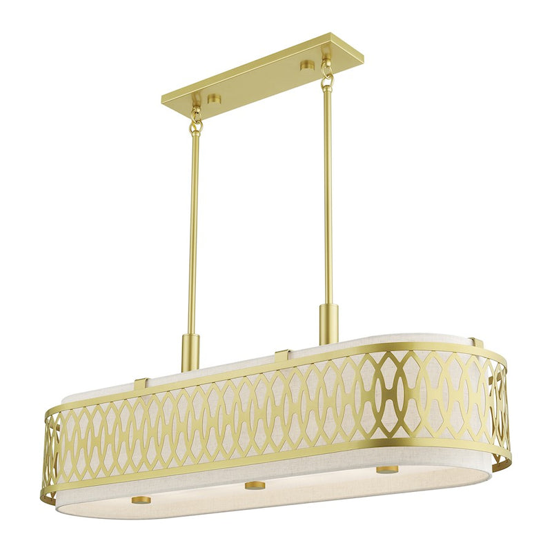 Livex Vistaview 6Lt Large Linear Chandelier, Gold/Oatmeal