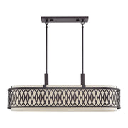 Livex Vistaview 6Lt Large Linear Chandelier, English Bronze/Oatmeal - 53437-92