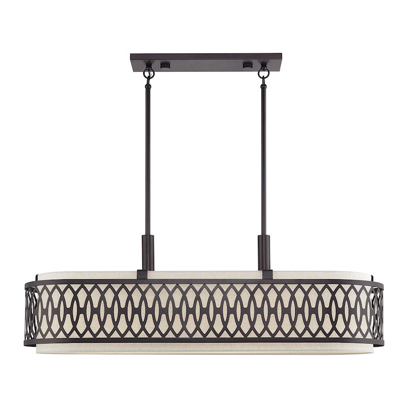 Livex Vistaview 6Lt Large Linear Chandelier, English Bronze/Oatmeal - 53437-92