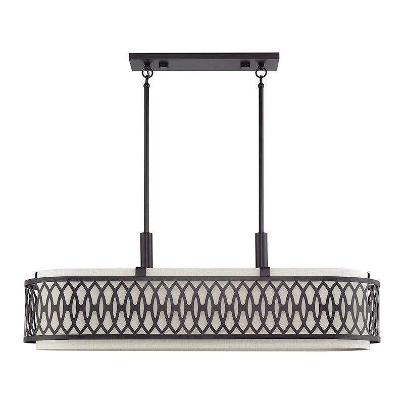 Livex Vistaview 6Lt Large Linear Chandelier, English Bronze/Oatmeal