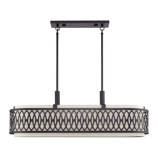 Livex Vistaview 6Lt Large Linear Chandelier, English Bronze/Oatmeal