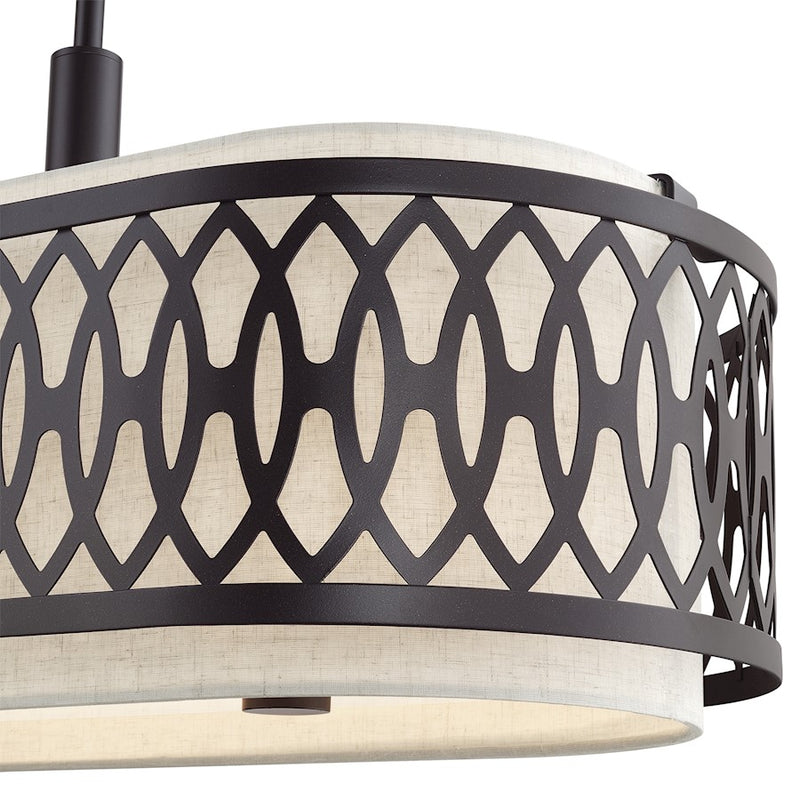 Livex Vistaview 6Lt Large Linear Chandelier, English Bronze/Oatmeal
