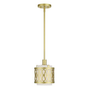 Livex Vistaview 1Lt Mini Pendant, Gold/Hand Crafted Oatmeal Color - 53439-33