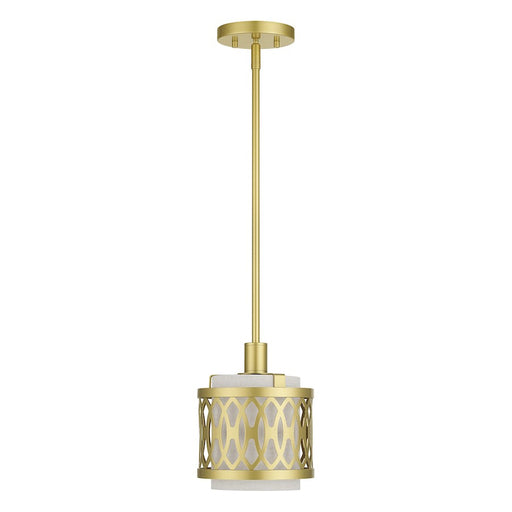 Livex Vistaview 1Lt Mini Pendant, Gold/Hand Crafted Oatmeal Color