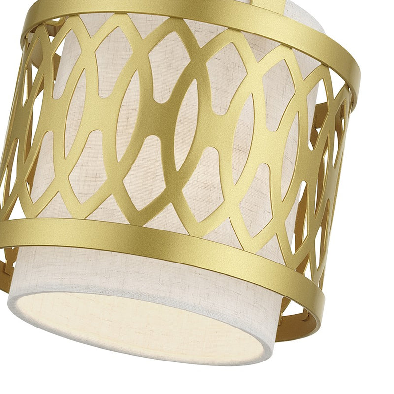 Livex Vistaview 1Lt Mini Pendant, Gold/Hand Crafted Oatmeal Color