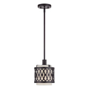 Livex Vistaview 1Lt Mini Pendant, English Bronze/Oatmeal - 53439-92