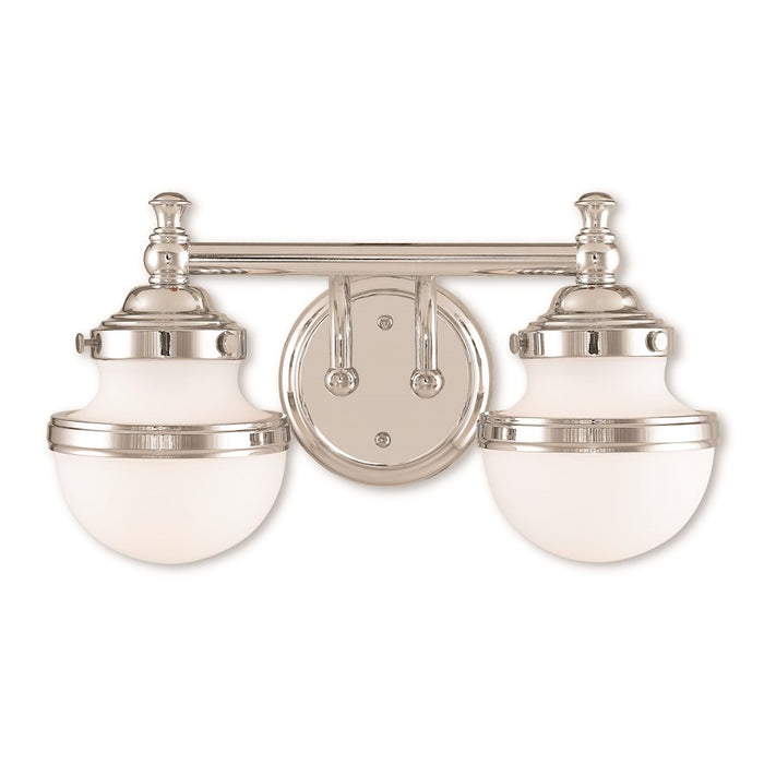 Livex Oldwick Vanity Sconce, Hand Blown Satin Opal White
