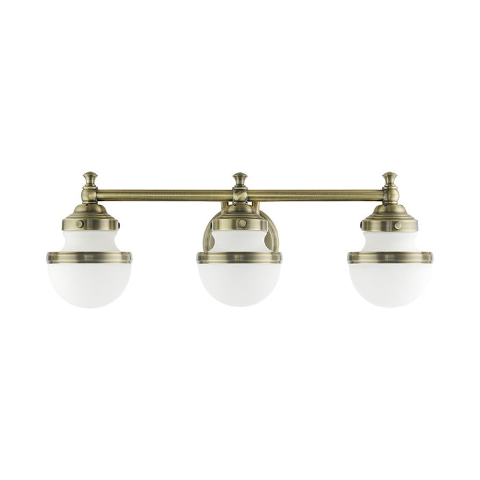 Livex Oldwick Vanity Sconce, Hand Blown Satin Opal White
