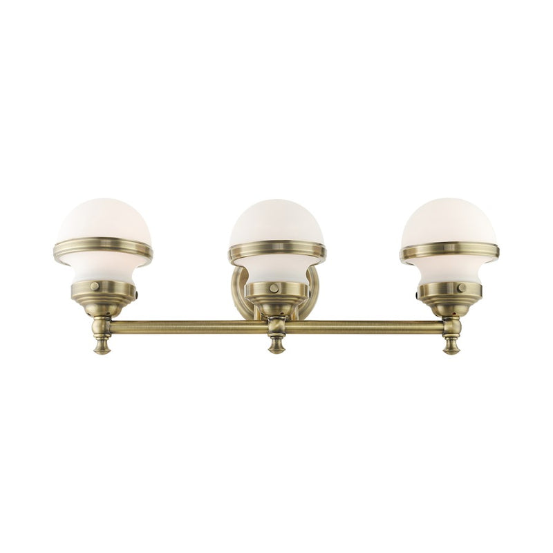 Livex Oldwick Vanity Sconce, Hand Blown Satin Opal White