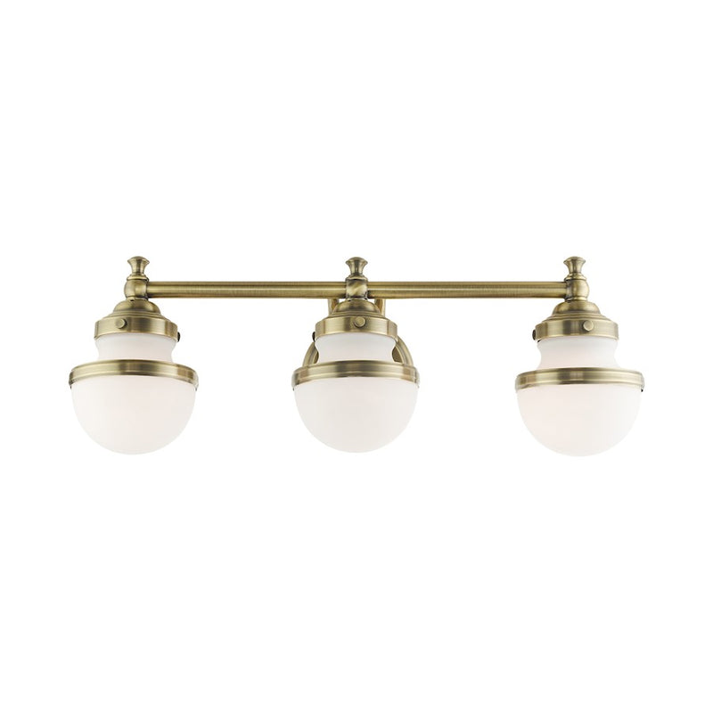 Livex Oldwick Vanity Sconce, Hand Blown Satin Opal White