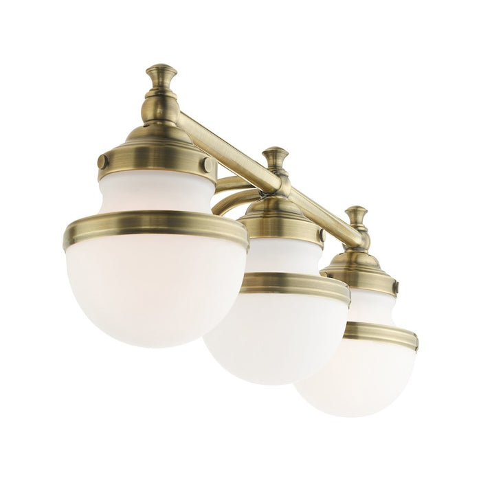 Livex Oldwick Vanity Sconce, Hand Blown Satin Opal White