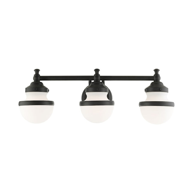 Livex Oldwick Vanity Sconce, Hand Blown Satin Opal White