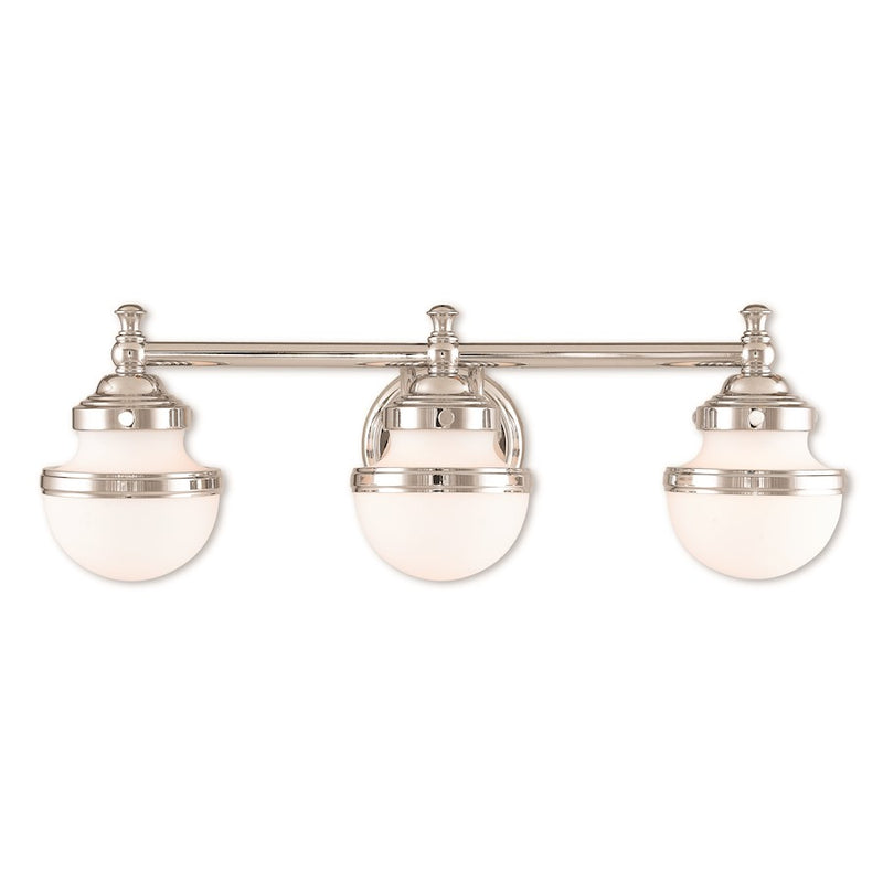Livex Oldwick Vanity Sconce, Hand Blown Satin Opal White
