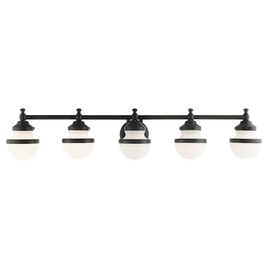 Livex Oldwick Vanity Sconce, Hand Blown Satin Opal White